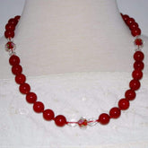 Red Shell Pearls Bead Crystal Ascent Necklace. - FashionByTeresa